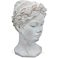 Matches21 - Busto de mujer con corona pequeña- cerámica- aspecto antiguo- decoración vintage- color crema- blanco- mujer…